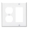 Leviton 2-Gang Smooth Plastic Single Rocker/Duplex Outlet Wall Plate, White