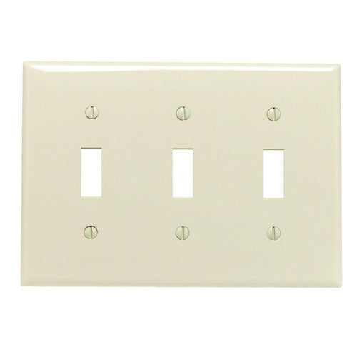 Leviton 3-Gang Thermoplastic Nylon Toggle Switch Wall Plate, Ivory