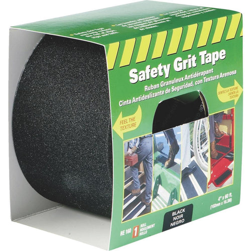 LIFESAFE 4 In.x 60 Ft. Black Anti-Slip Walk Safety Tape