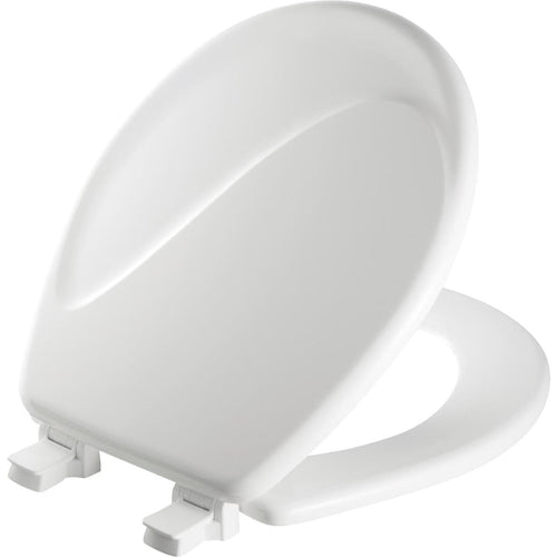 Mayfair Round Closed Front Designer Sculptured Wave White Wood Toilet Seat