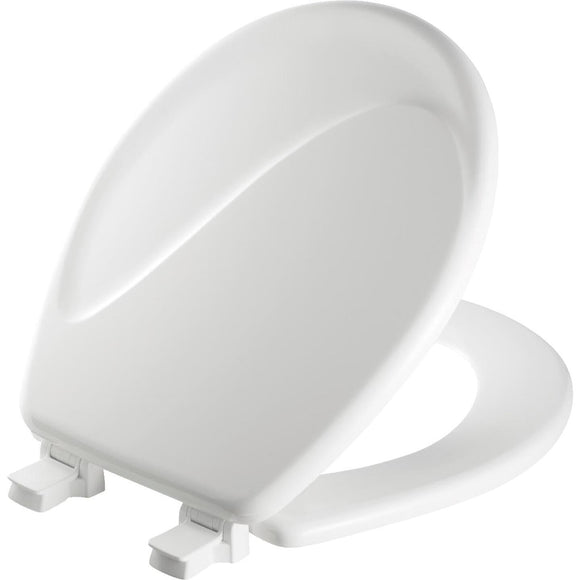 Mayfair Round Closed Front Designer Sculptured Wave White Wood Toilet Seat