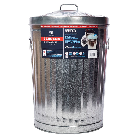 Behrens 20 Gallon Galvanized Steel Trash Can with Lid