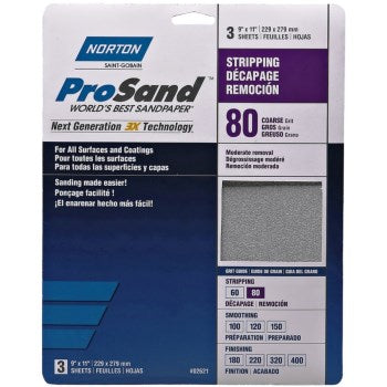 Norton 076607026170 High Performance Sanding Sheets, 180 Fine Grit ~ 9