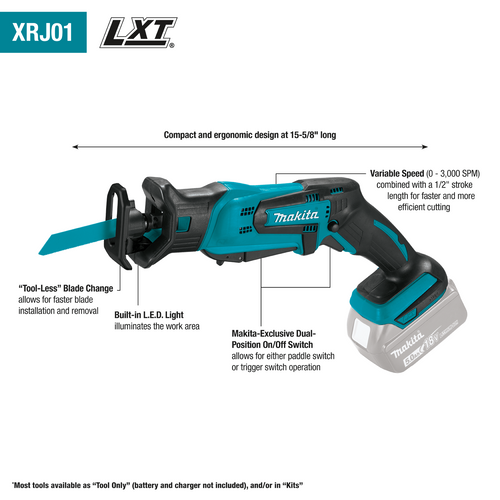 Makita 18V LXT® Lithium‑Ion Cordless Compact Recipro Saw (Tool Only)