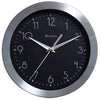 Wall Clock, Black & Silver, 9-In.