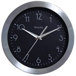 Wall Clock, Black & Silver, 9-In.