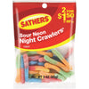 Sathers Assorted Sour Fruit Flavors 3 Oz. Neon Night Crawlers