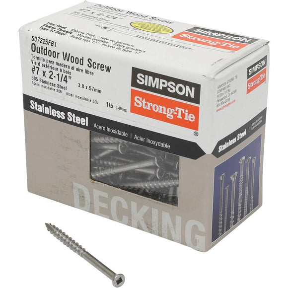 Simpson Strong-Tie #7 x 2-1/4 In. Square Drive Trim Head Stainless Steel Screw (138 per Box)