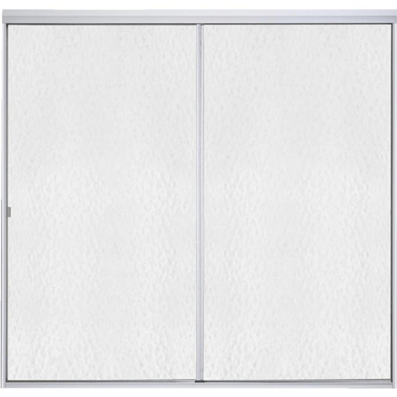 Sterling Standard 59 In. W. x 56-1/16 In. H. Chrome Hammered Glass Sliding Tub Door