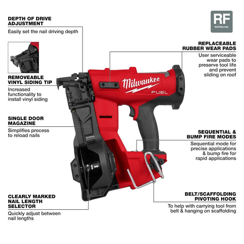 Milwaukee M18 FUEL™ Coil Roofing Nailer