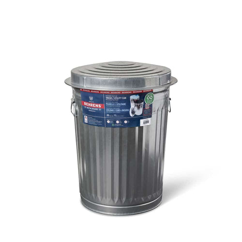 Behrens 20 Gallon Galvanized Steel Trash Can with Lid