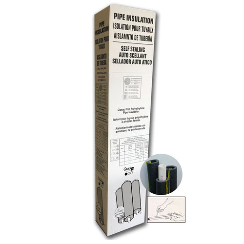 Quick R 71581T Pipe Insulation, 1-5/8 in ID x 3-1/8 in OD Dia, 6 ft L, Poly Foam w/2 glue strips, Charcoal