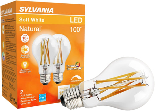 Sylvania 40754 LED Bulb, General-Purpose, A21 Lamp, 100 W Equivalent, E26 Medium Lamp Base, Dimmable, Clear, Soft White