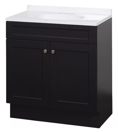 Zenith Zenna Home Espresso 30 In. W x 35 In. H x 18 In. D Shaker Vanity with White Cultured Marble Top