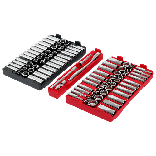 Milwaukee 98pc 3/8 Drive 6-Pt and 12-Pt Metric & SAE Ratchet & Socket Set with PACKOUT™ Low-Profile Organizer