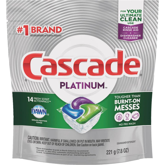 Cascade Platinum Action Pacs Fresh Dishwasher Detergent Tabs, 14 Ct.